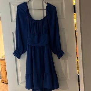 Long sleeve blue dress